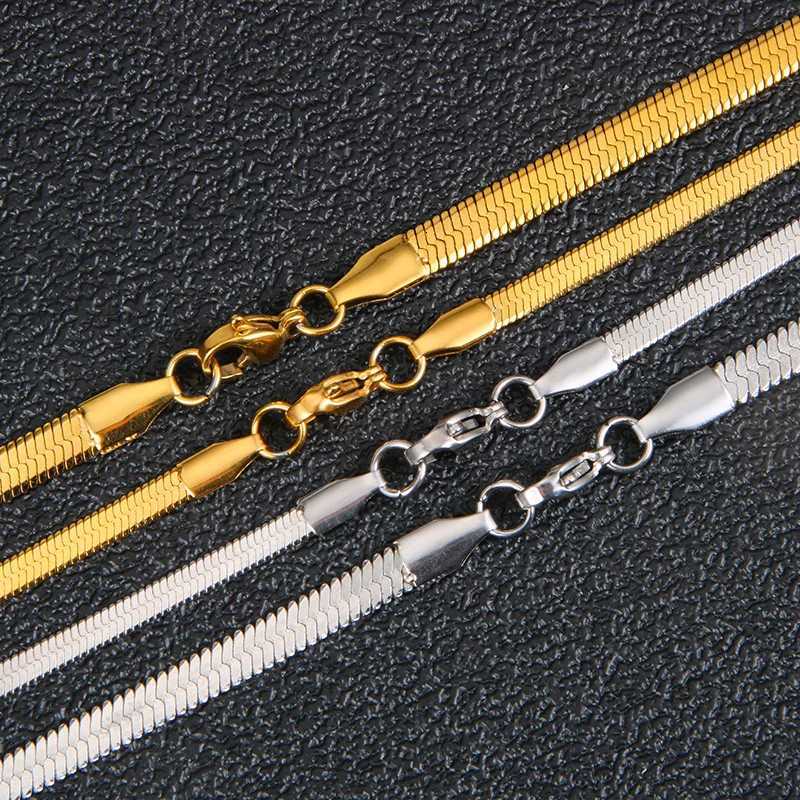 Hot Fashion Unisex Snake Chain Women Necklace Choker Stainless Steel Herringbone Gold Color Chain Necklace For Women Jewelry XJ250708