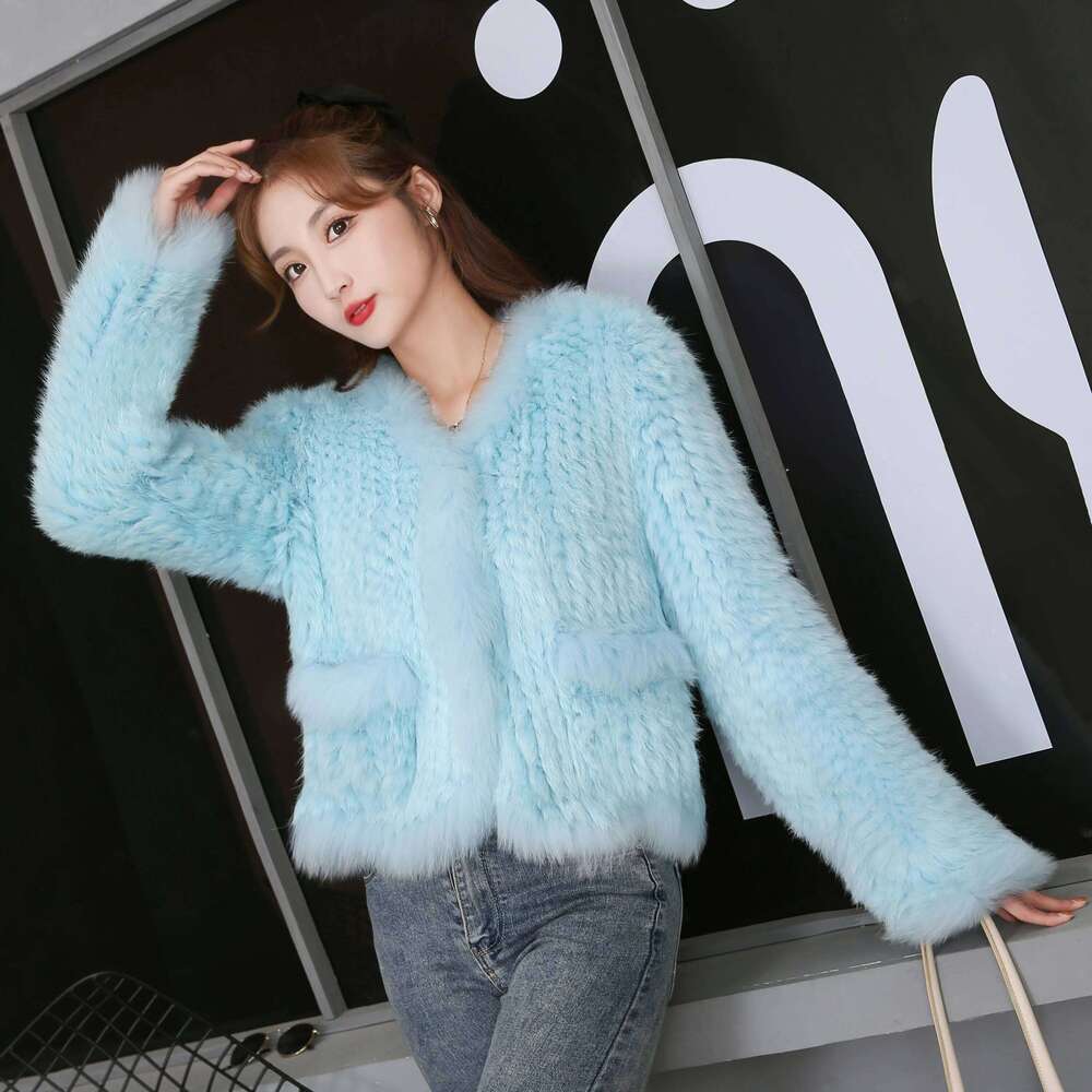 2024 Full Sleeves Outwear Autumn Winter Women Real Rex Rabbit Thick Coat 100% Natural Fur Warm Knitted Female Jacket