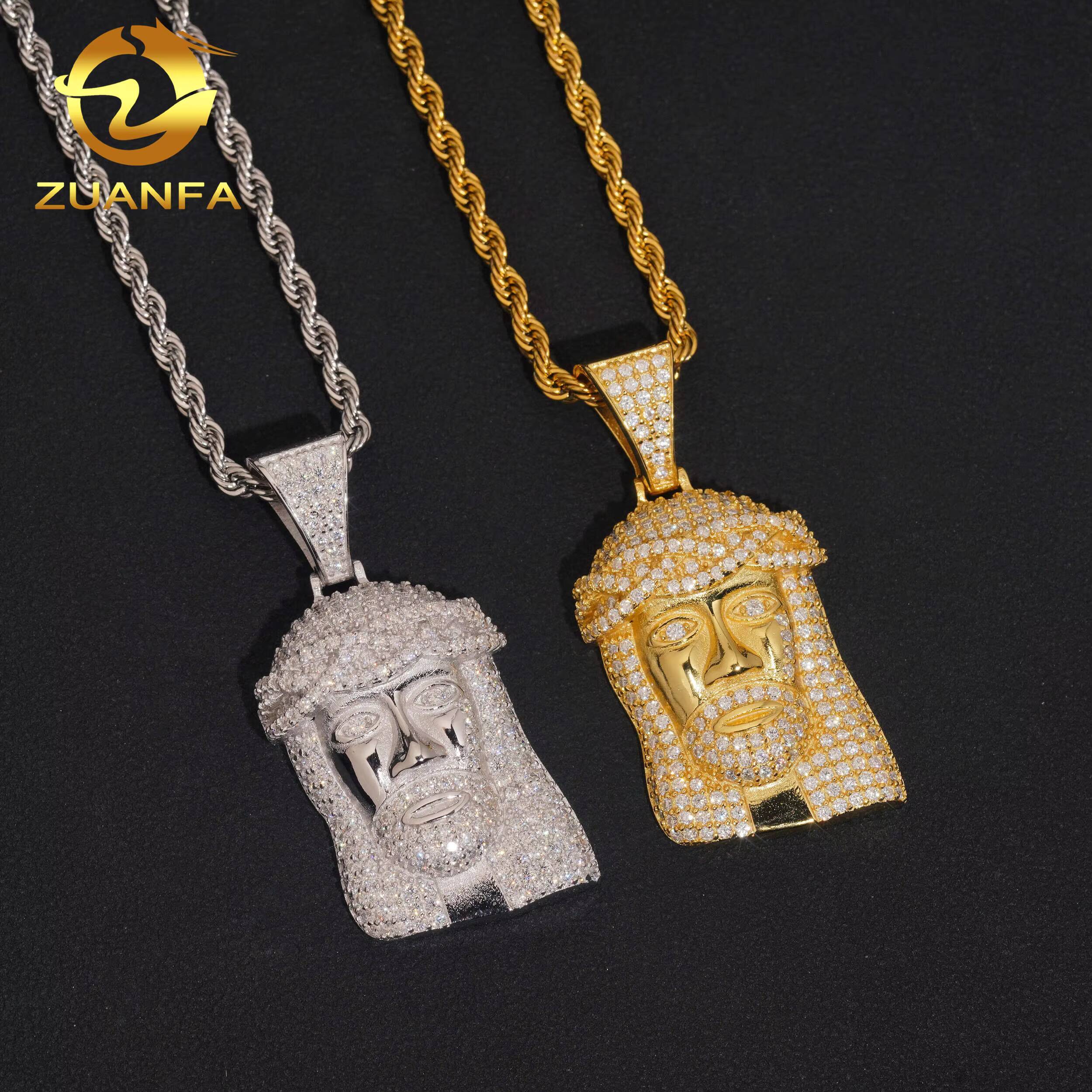 Small Size Cheaper Price Moissanite Jesus Pendant Hip Hop Iced Out Design 925 Sterling Silver Gold Plated Moissanite Pendant