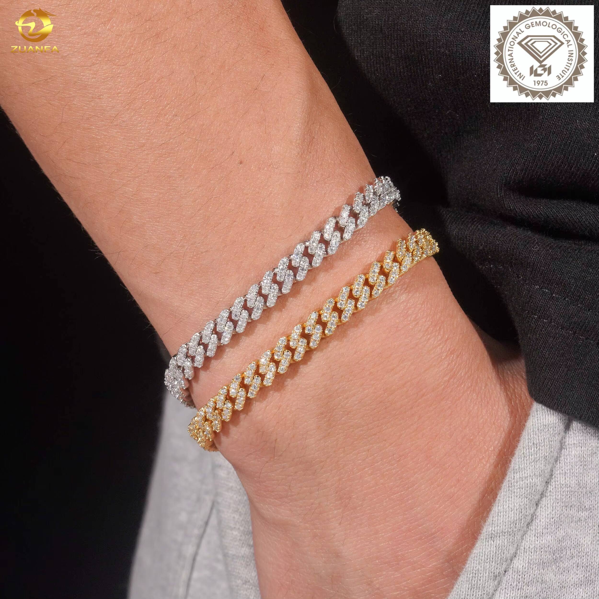 Custom Name Lock Clasp S925 Sterling Silver Iced Out 6MM Cuban Link Chain Hip Hop Lab Grown Diamond Necklace