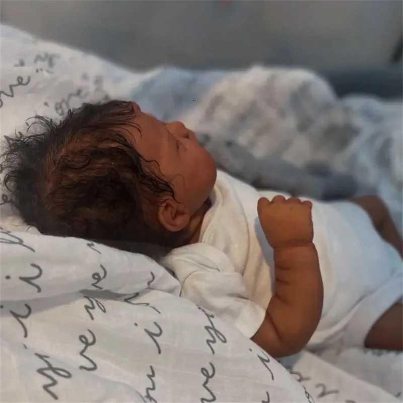 18inch Reborn Newborn Baby Doll Sleeping Baby Pascale with Dark Skin African American Black Doll Reborn Baby Dolls W250728