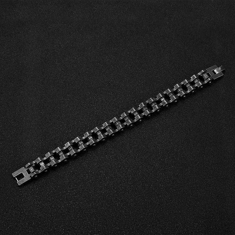 MKENDN Vintage Oxidized Black Bicycle Link Chain Bracelets for Men Stainless Steel Punk Motorcycle Charm Bracelets Male Bracelet W250728