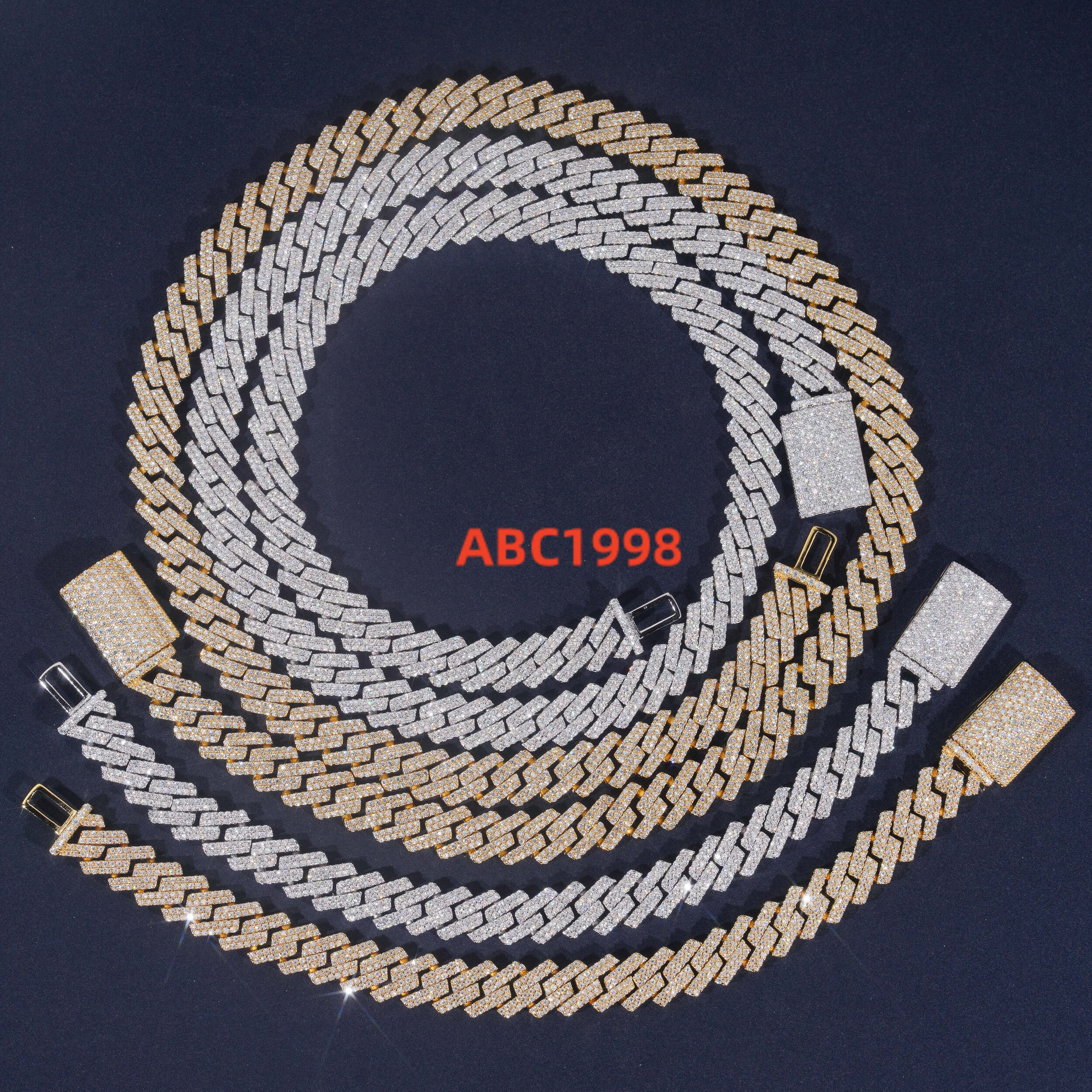 Ready to Ship 2ROWS 10MM Moissnaite Cuban Chain Gold Plated 925 Sliver GRA Moissanite Pass Diamond Test Cuban Link Chain