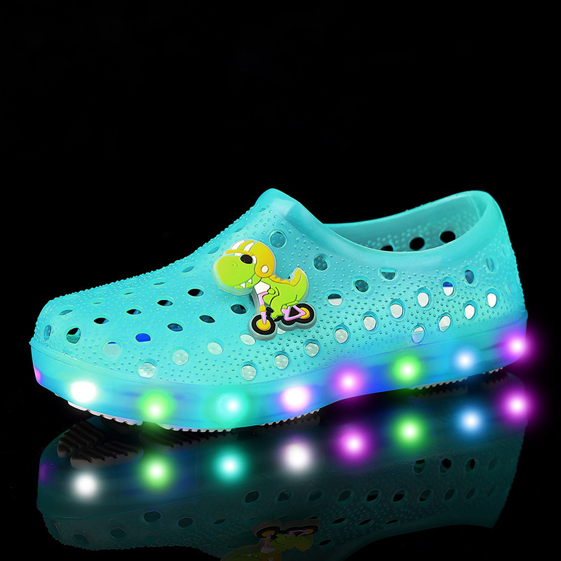 LED Light-Up for Toddlers Dinosaur Children's Garden Water Shoes Breathable Sandals Beach Non-Slip Kids Clogs
