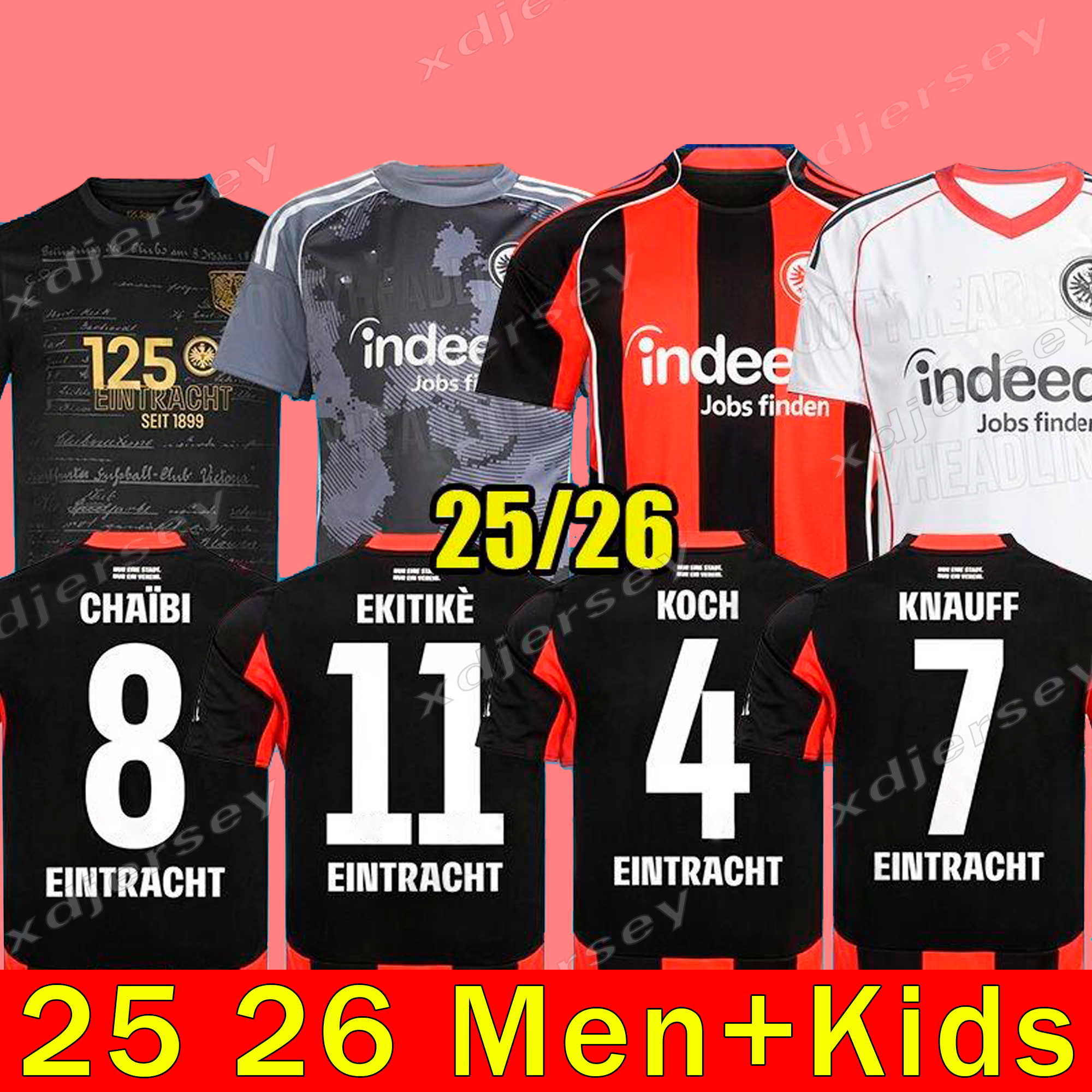 Eintracht Frankfurt 125 Year 25 26 Anniversary MARMOUSH SKHIRI Kit DFB POKAL FINAL kit Soccer Jerseys 2025 2026 RODE ACHE Football shirt Uniform 125th black gold KOCH