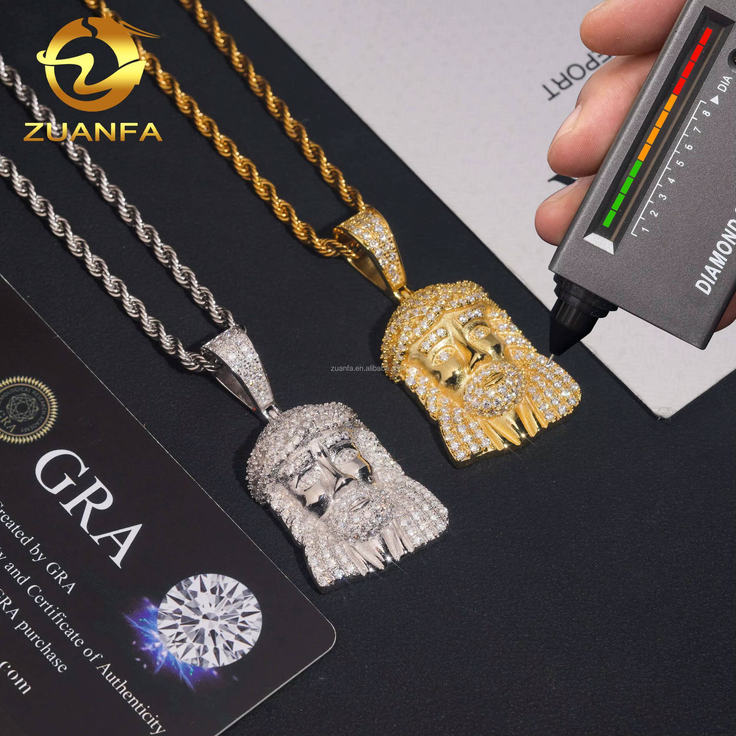 Bulk Stock Drop Shipping Hot Selling Fashion Jewelry Hip Hop Pendant 925 Sterling Silver VVS Moissanite Diamond Jesus Pendant