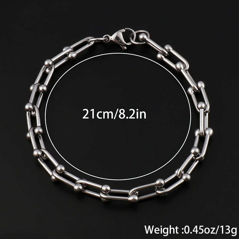 Stainless Steel Round Ball Horseshoe for Women, High-End Design, Fashionable and Simple, Non-Fading Men's Bracelet ddmypluto