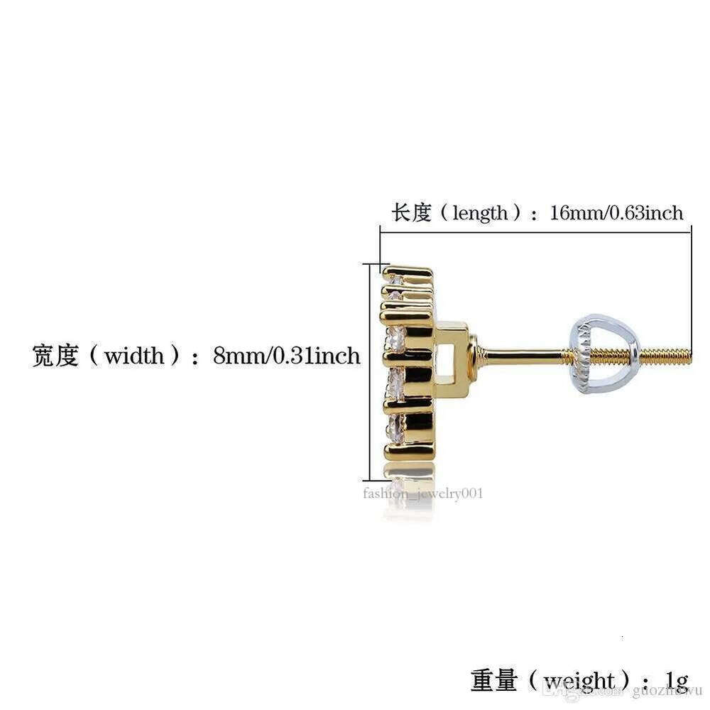 Gold Plated Hip Hop Cubic Zirconia Square Stud Earrings for Men Women Iced Out Dia Earring Studs Ear Piercing Punk Rock Rapper Jewelry Wholesale