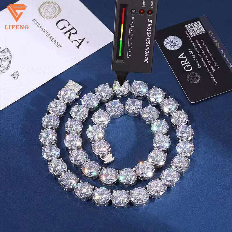 8mm Big Grade d Vvs1 Moissanite Tennis Necklace Iced Out Mossanite Tennnis Chain Men