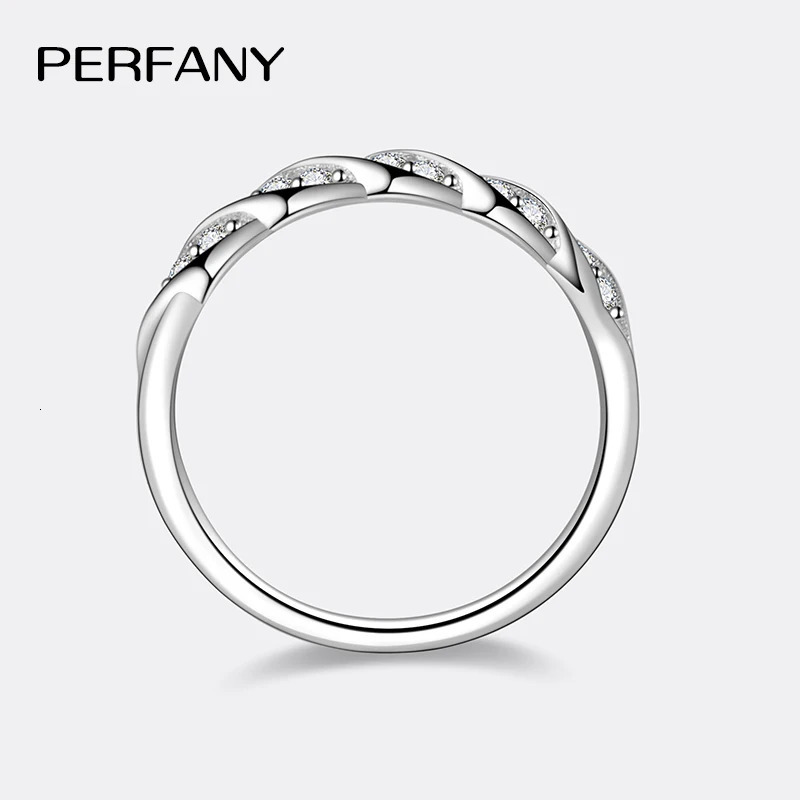 PERFANY All Ring for Women S925 Pure Silver Ripple n Laboratory Diamond Elegant Wedding Jewelry 250723