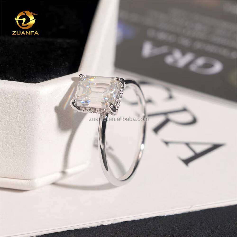 Hidden Halo Elegant Bride Wedding Jewelry Silver Emerald Diaspore Engagement Ring for Women with GRA Certificate