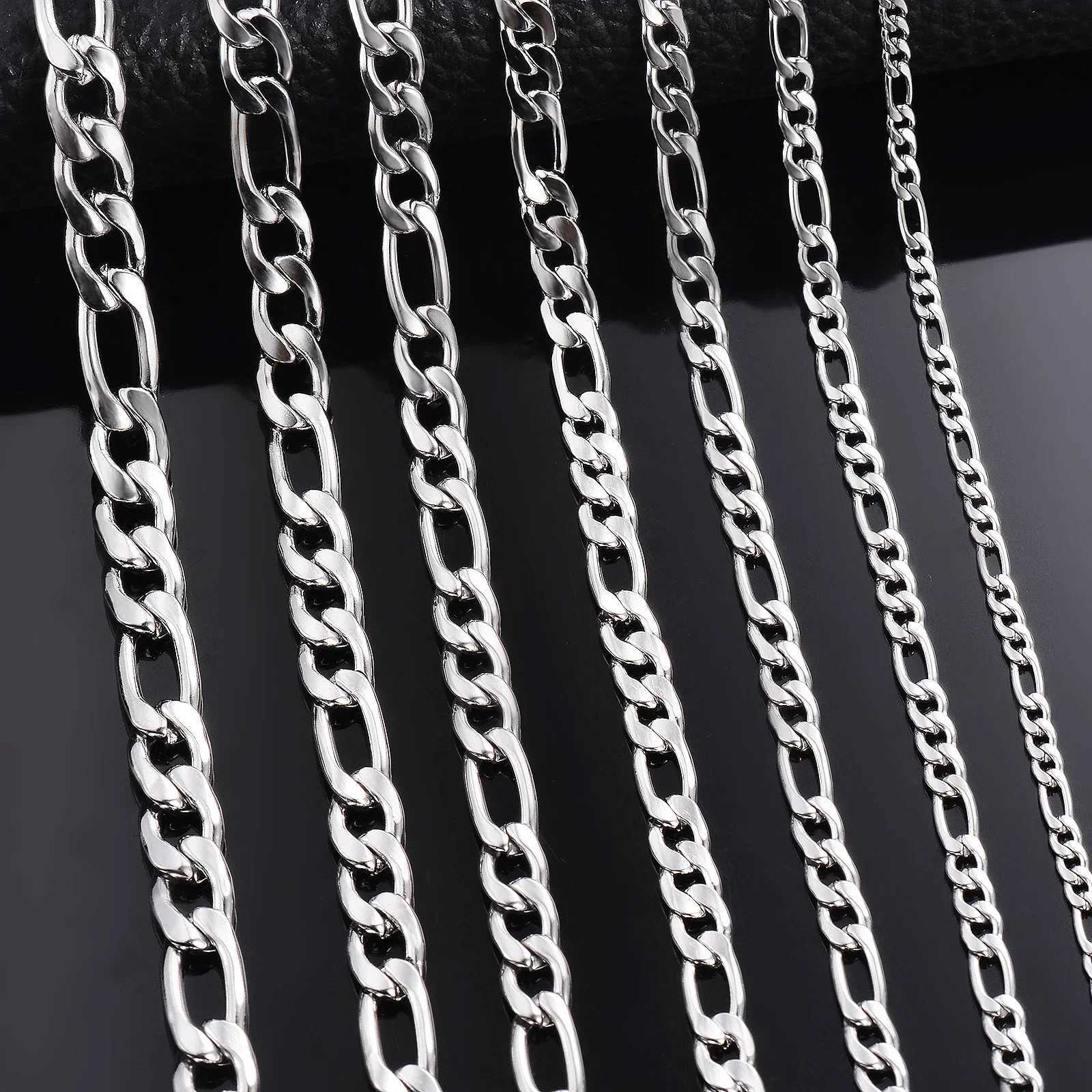 New Trendy Cuban Chain Men Necklace Classic Stainless Steel 3/5/7/9mm Width Chain Bracelet For Men Women Jewelry Gift XJ250708
