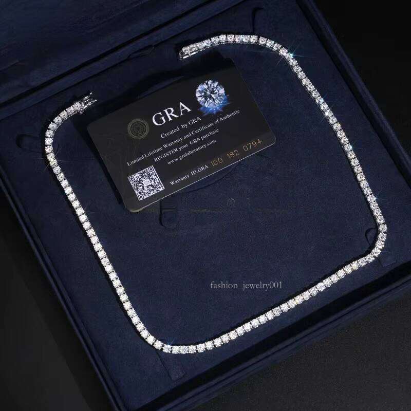 Iced Hip Hop Series Jewelry 4mm VVS Morganite White Certificate Tennis Chain Bracelet Suitable for Both Men and Women