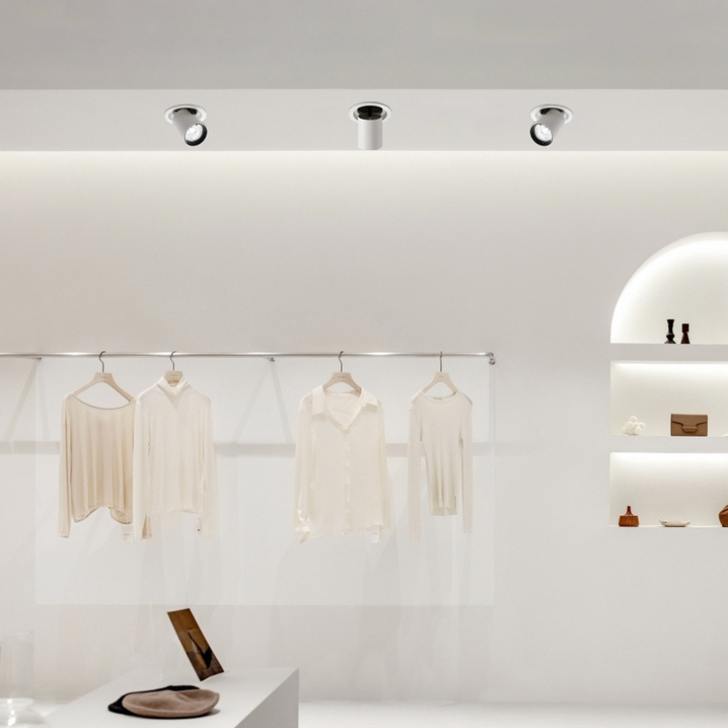 Recessed Stretchable COB Spotlight - Ceiling Track Light for Aisle Clothing Store, Main-Light-Free Design, New Product Promotion LS