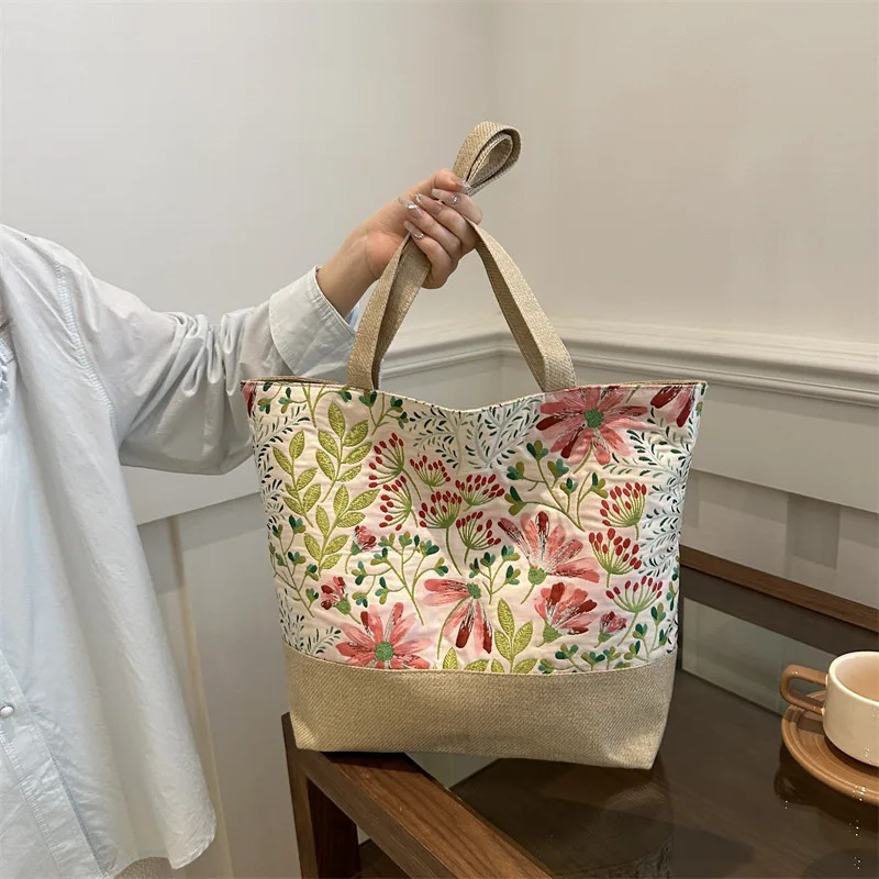 Large Size Beach Bag Fashion Folding Women Handbag Sea Tote Shoulder Bags Ladies Casual Flower Printing Shopping Bags Summer 250723