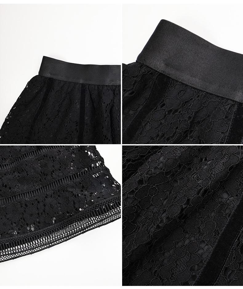Women's Elegant Black Lace Mini Skirt High Waist Layered Skirt Foral Party Summer Vacation Outfits Office Lady Wears 6111288