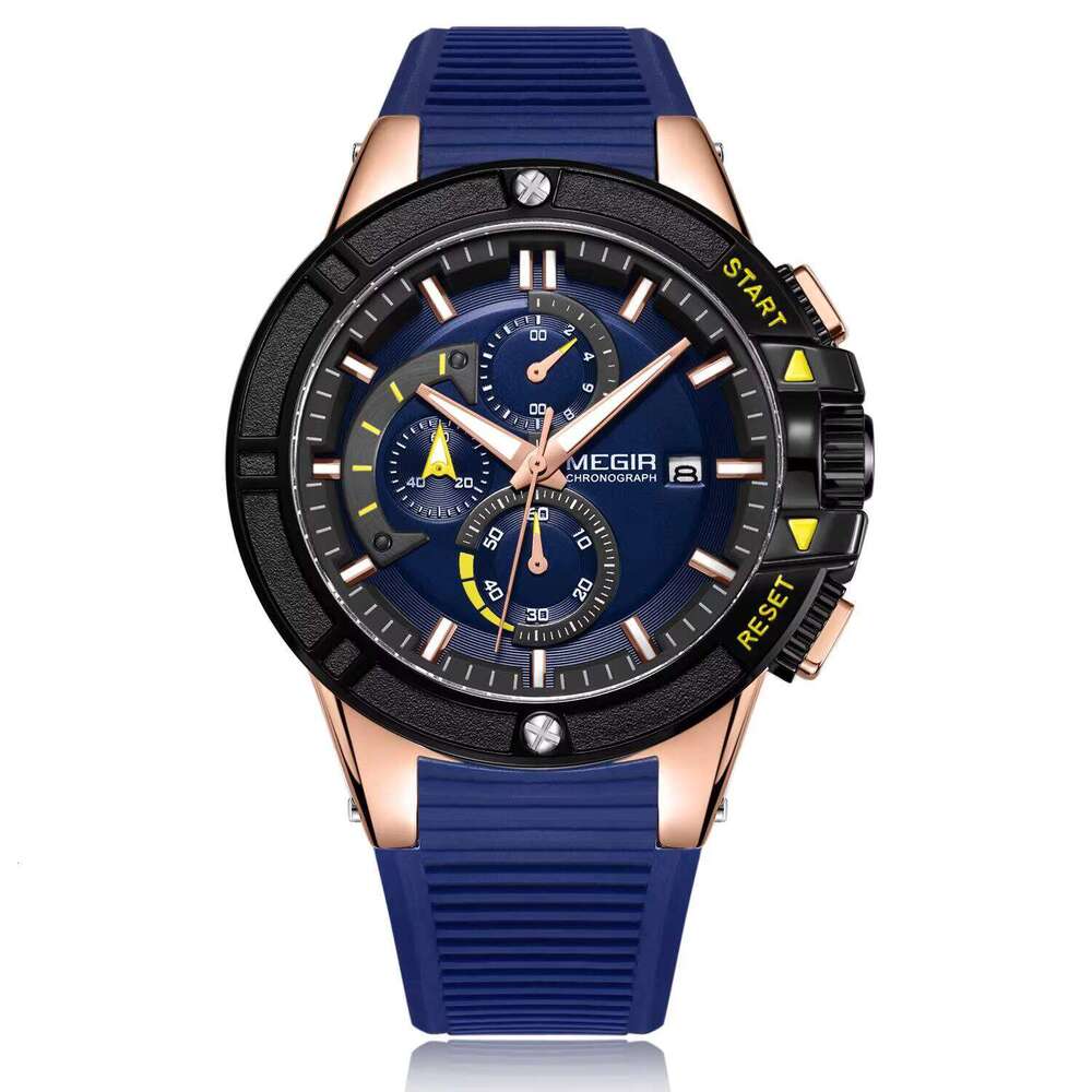 MEGIR Men's Sports Chronograph Quartz Watch - 47mm Silicone Strap, Waterproof, Luminous - Bulk Wholesale Watch