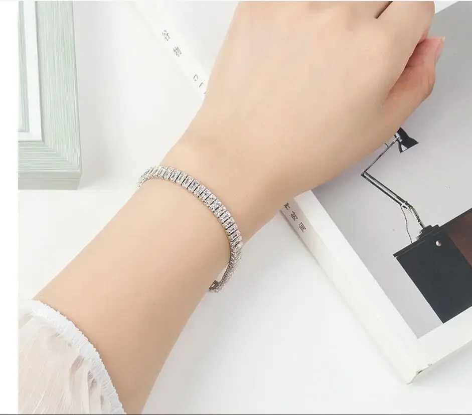 925 Sterling Silver Bracelet Elegant Zircon Crystal Fine Jewelry For Women Girl Engagement Wedding Glamor 18CM W250728