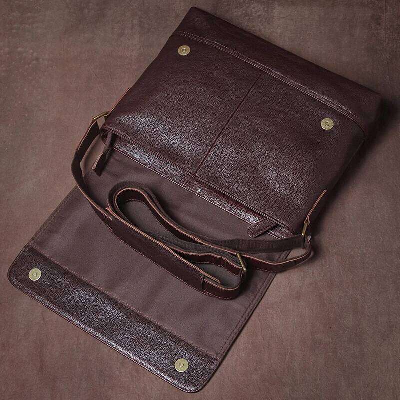 Design Genuine Leather Shoulder Men's Business Briefcase Natural Cowhide Retro Crossbody Daily Commuter Messenger Bag