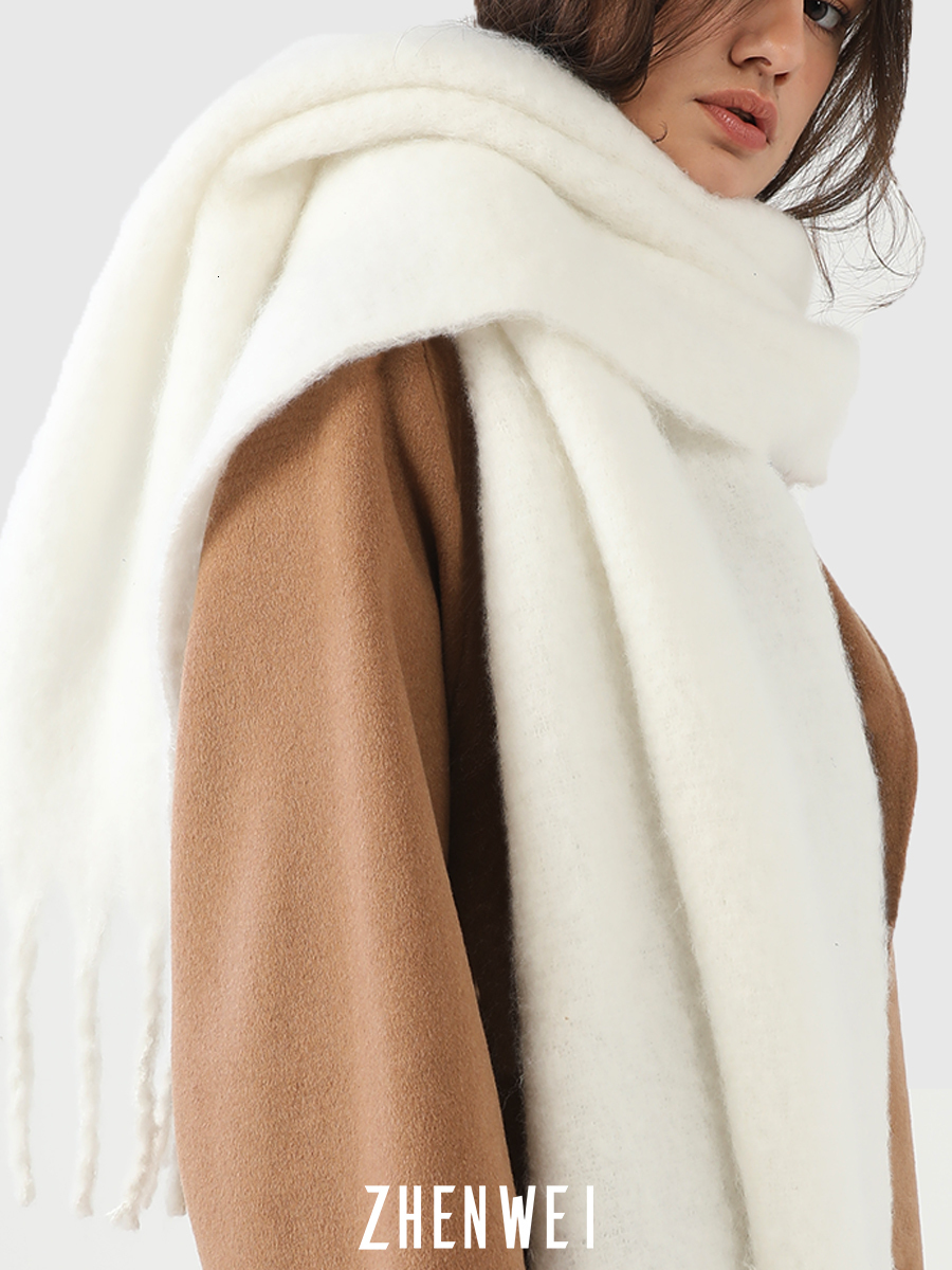 Mohair Scarf Winter Women White Large Scarf Soft Pure Color Scarf Tassel Neck Warmer High-end Gift Box 250726