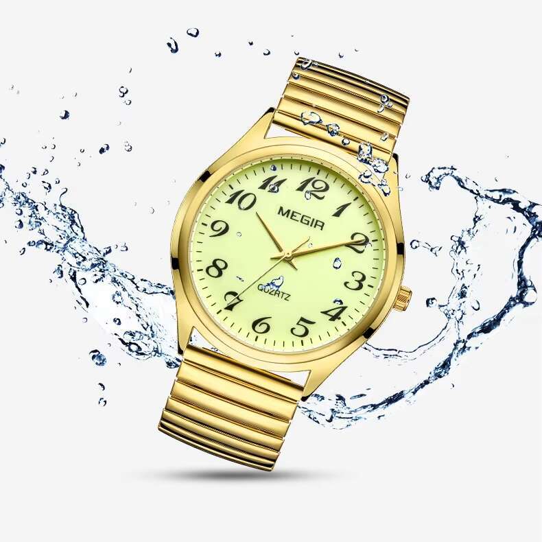 DHwatches MEGIR 1088 Senior Watch - Large Dial Easy-Read Watch for Elderly, Stainless Steel Band, Quartz Movement, 30M Waterproof