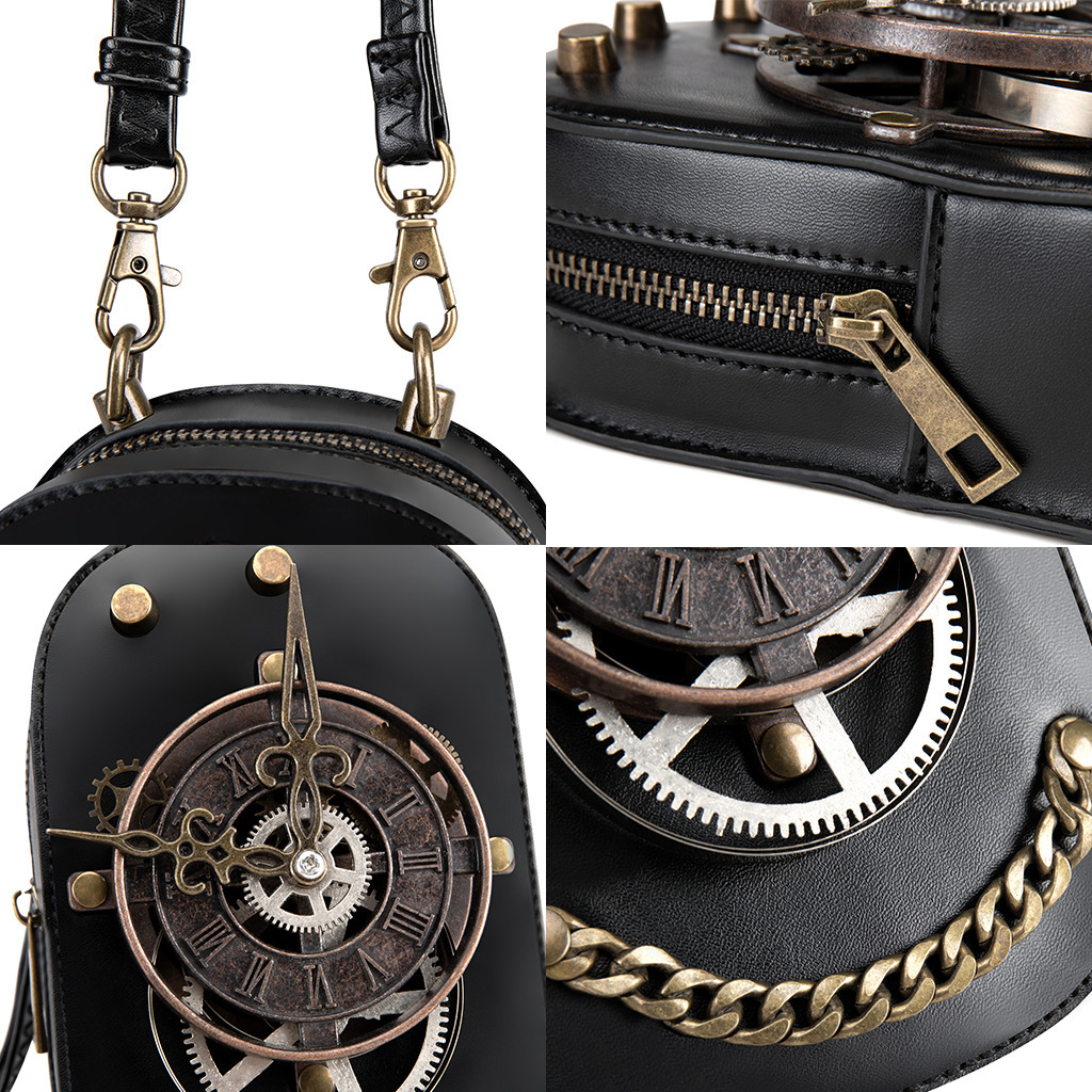 Steampunk Gear Women's Single Shoulder Bag Design with Metal Decoration for Mobile Phones ddmymoon