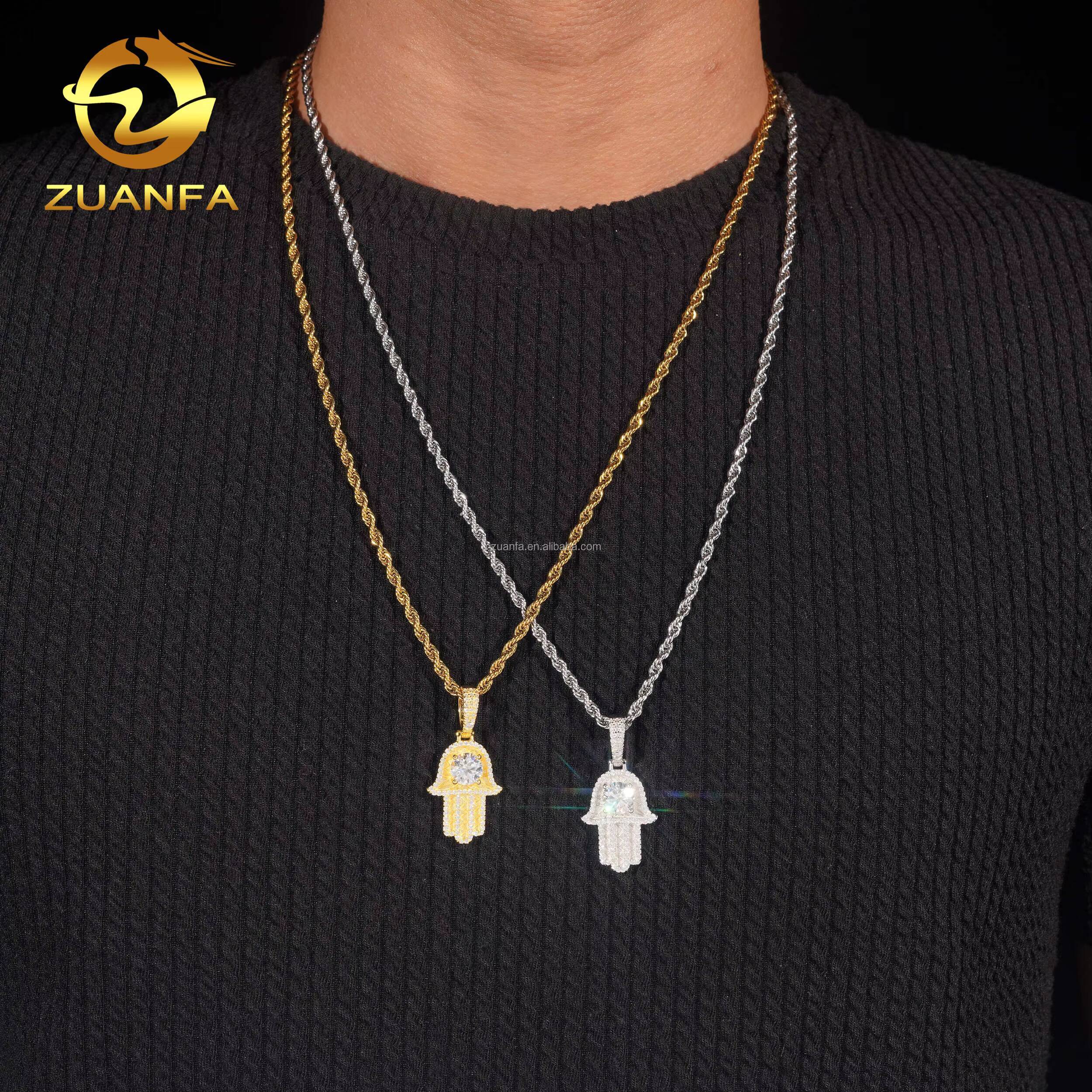 Fashion Luxury in America Warehouse Rapper Popular Jewelry Iced Out Hip Hop S925 14k Gold Plated VVS1 Moissanite Hamsa Pendant