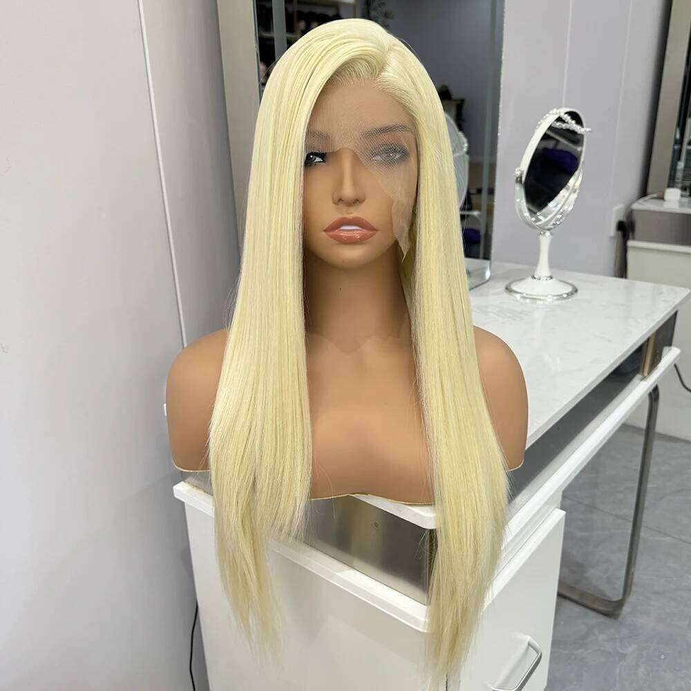 Synthetic Blonde Wig Lace Front Wigs For Women Long Silky Straight Human Hair Glueless Natural Hairline Heat Resistant Fiber Cosplay