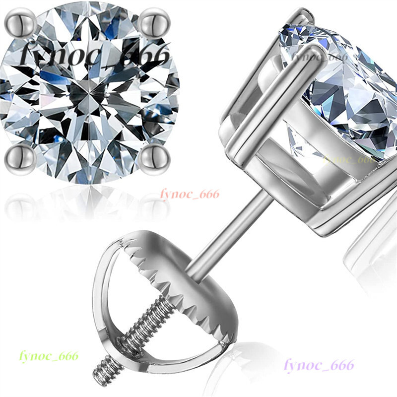 Fine Fashion Jewelry Gold Plated Statements 925 Silver 1ct 2ct Def Color Real Moissanite Diamond Stud Earrings Screw Back