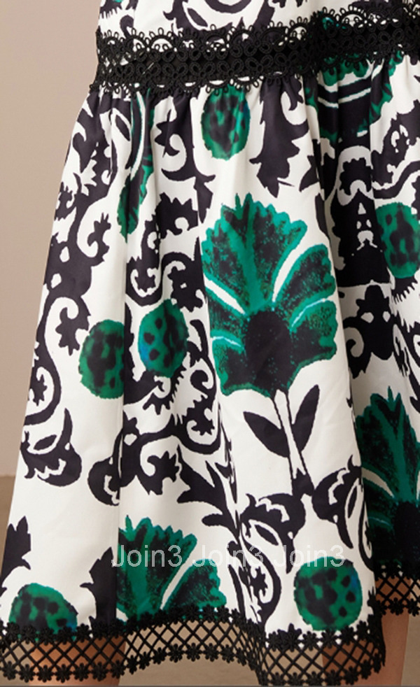 Summer New Printed High Waist Mid-Length Skirt Versatile A-Line Patchwork Floral Half Skirt 1718