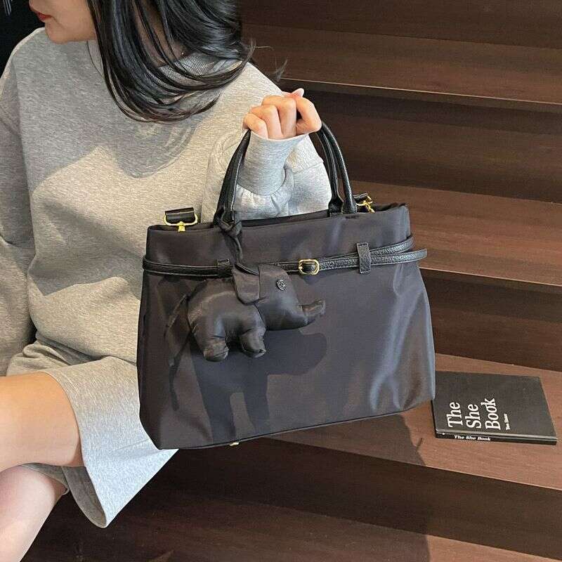 toteBag Shoulder bag ROSE NOIRE Large Capacity Bag 2025 New High-Quality Nylon Fabric Handbag Wide Strap Crossbody Fashion Commuter Shoulder Tote