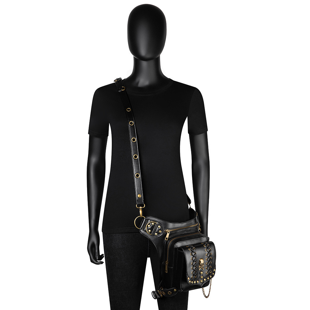 2022 New Women Punk Women's Crossbody Halloween Outdoor Riding Motorcycle Waist Bag ddmymoon
