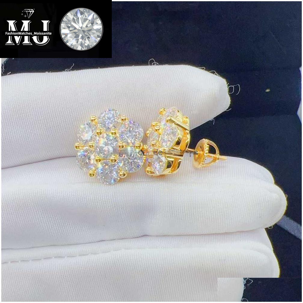 Charm Zuanfa Top Selg Pass Dia Tester Fine Jewelry Sier 8Mm 12Mm 15Mm wer Earrings Vvs Moissanite Stud Drop Delivery Dhy6N