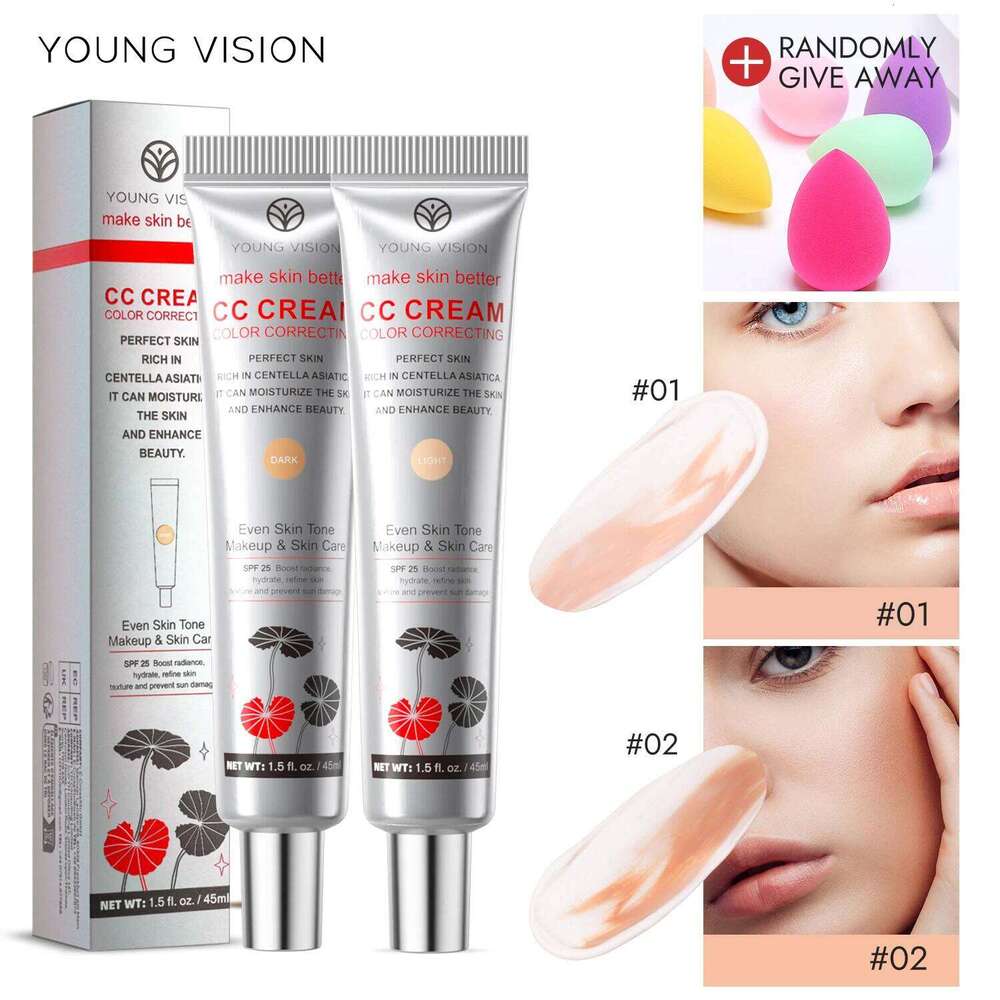 YOUNG VISION 2 Color Brightening CC Cream with Drop Puff for easy use as a makeup base and barrier cream. X250728