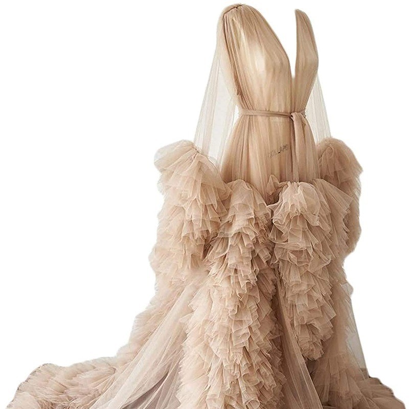 Lightweight Mesh Maternity Dress Long Gown for Photoshoot Studio Wear Sexy Morning Robe Catwalk Support