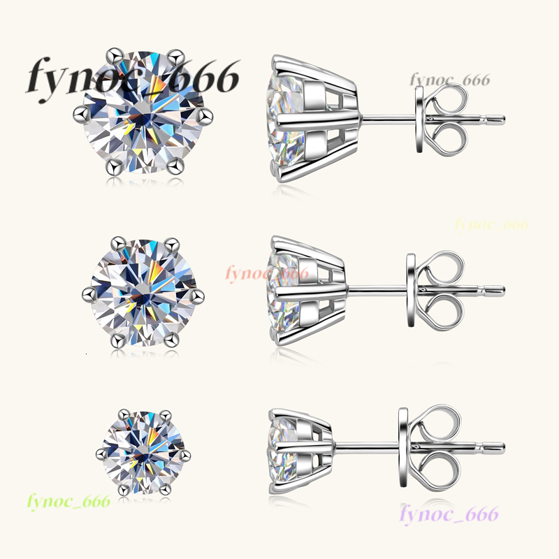 Moissanite 0.5CT 1CT 2CT 3CT Gold Plated 925 Sterling Silver Vvs Moissanite Stud Earrings With Gra Certificate