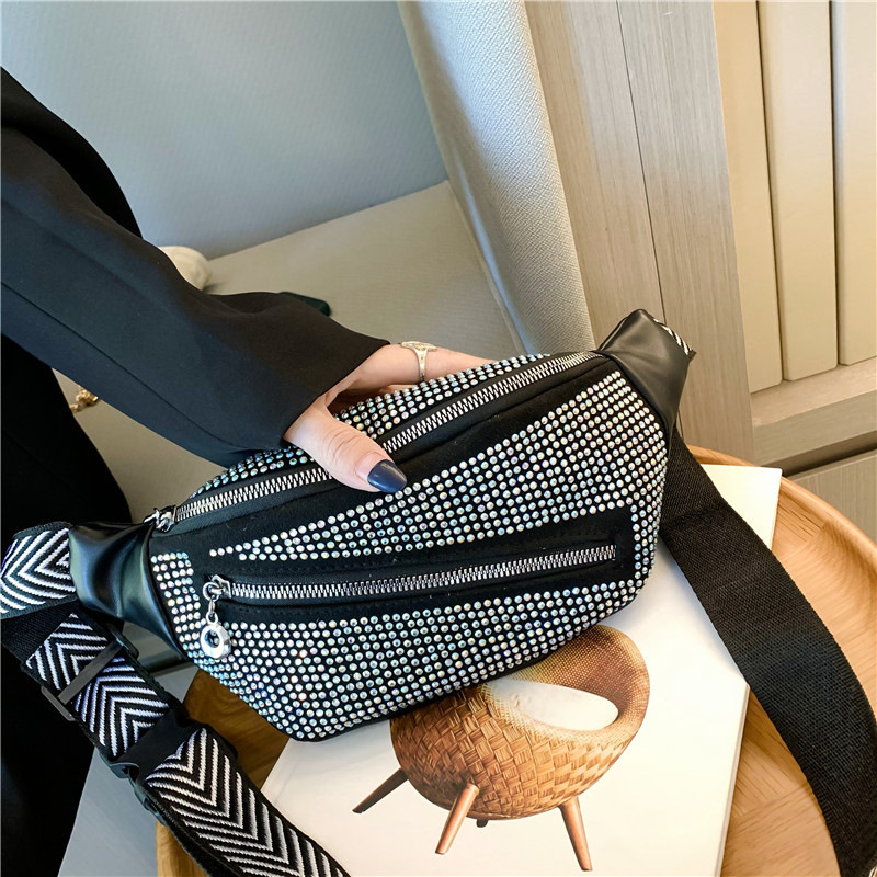 Luxury Brand Designer Bag Inlaid Diamond Texture Niche Rhinestone Bag Personality Stylish Crossbody Chest Bag Wholesale New Texture Women's Waist