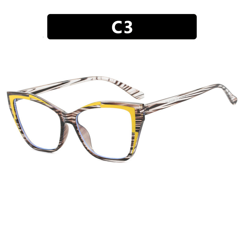 Color Block Cat Eye Non-Prescription Glasses Blue Light Blocking Style Eyeglass Frames for Women Personality Versatile Fashion Eyeglass Frames 250728