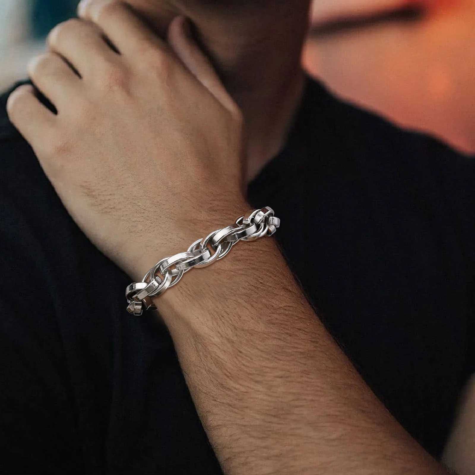 11mm Chunky Bold Handmade Link Chain Bracelets for Men Boys Oxidized Vintage Viking Punk Heavy Motorcycle Wristband W250728