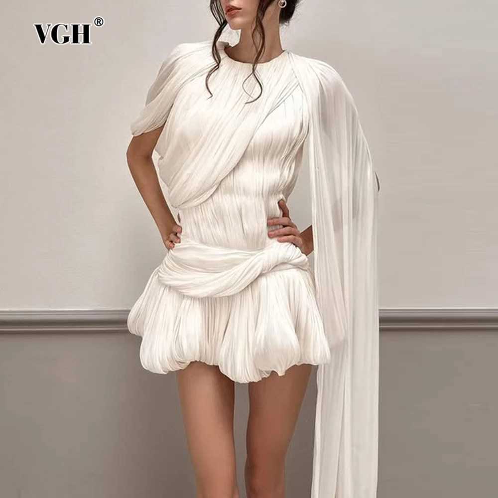 vgH Sexy Patchwork Bandage Club Dress for Women O Neck Shawl Sleeves High Waist Slimming Solid Mini Dresses Female Fashion Style Z250728