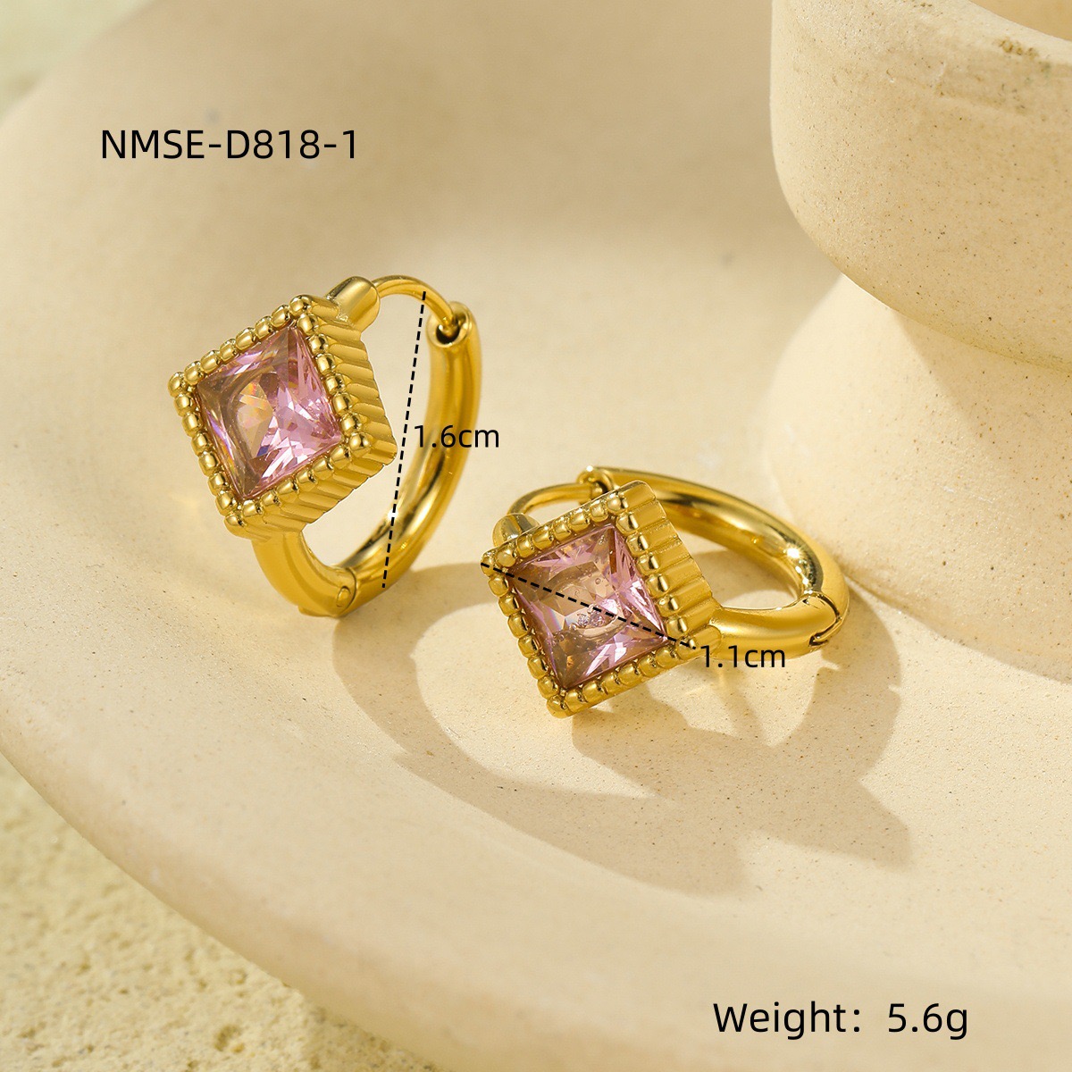 New lightweight luxury stainless steel diamond-encrusted zirconia earrings