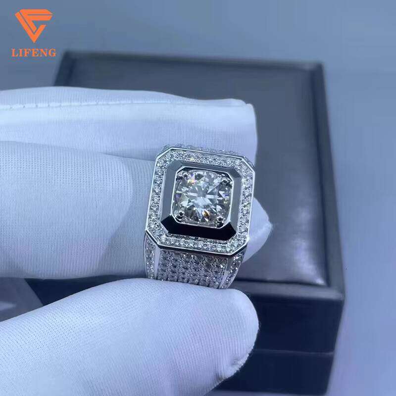 2024 Male Large VVS Moissanite Dia Sterling Sier Trend Fashion Simple Charm Jewelry Custom Ring