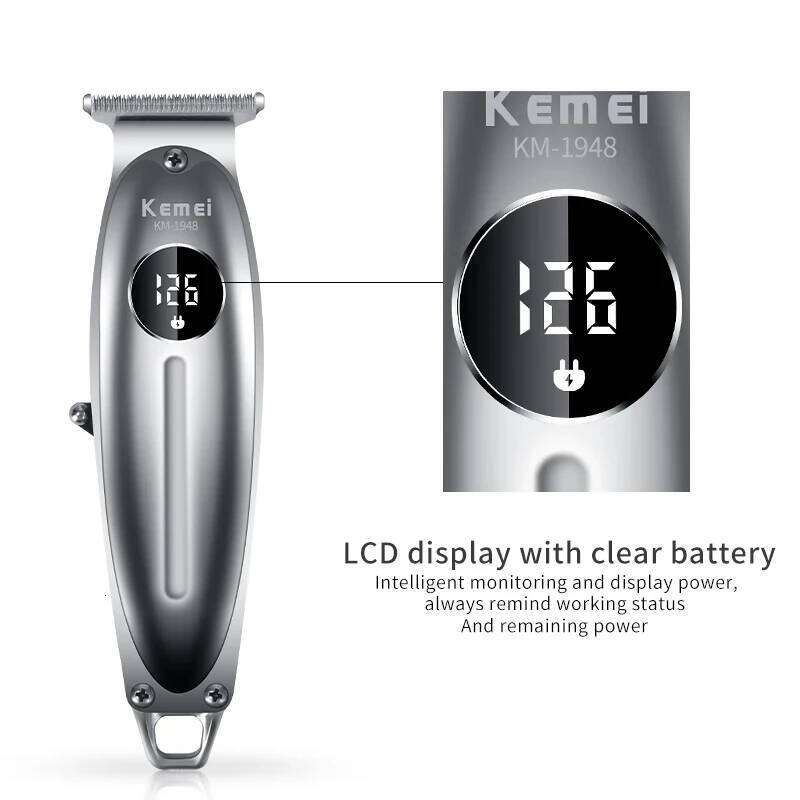 Kemei KM-1948 Golden Professional Trimmer LED Display Metal USB Charging Electric Men'S Hair Clipper
