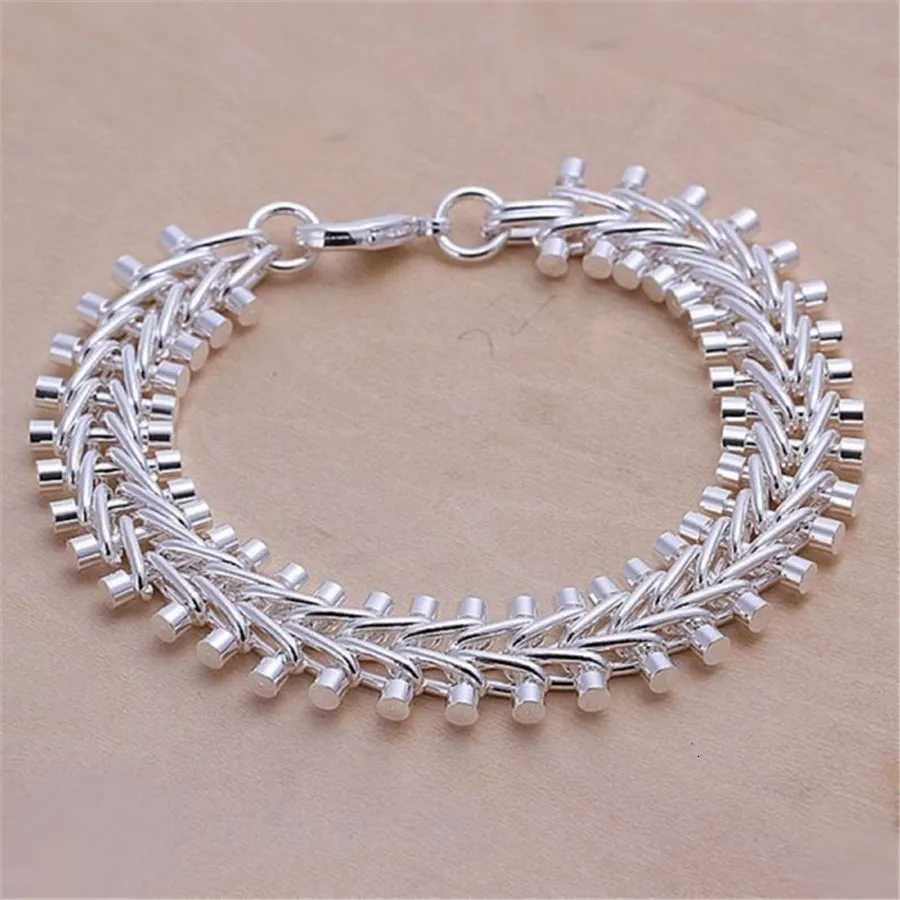925 Sterling Silver Exquisite Solid Chain Bracelet Fashion Charm Women Men Solid Wedding Cute Simple Models Jewelry W250728