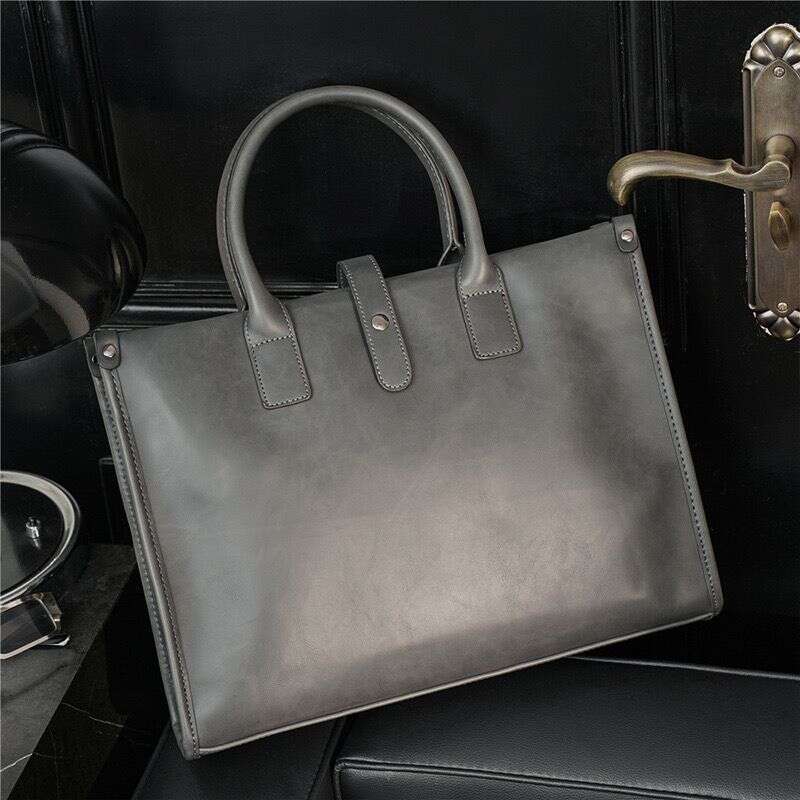 toteBag Shoulder bag ROSE NOIRE New Horizontal Genuine Leather Men's Business Trendy Document Briefcase Casual Shoulder Handbag Computer Bag