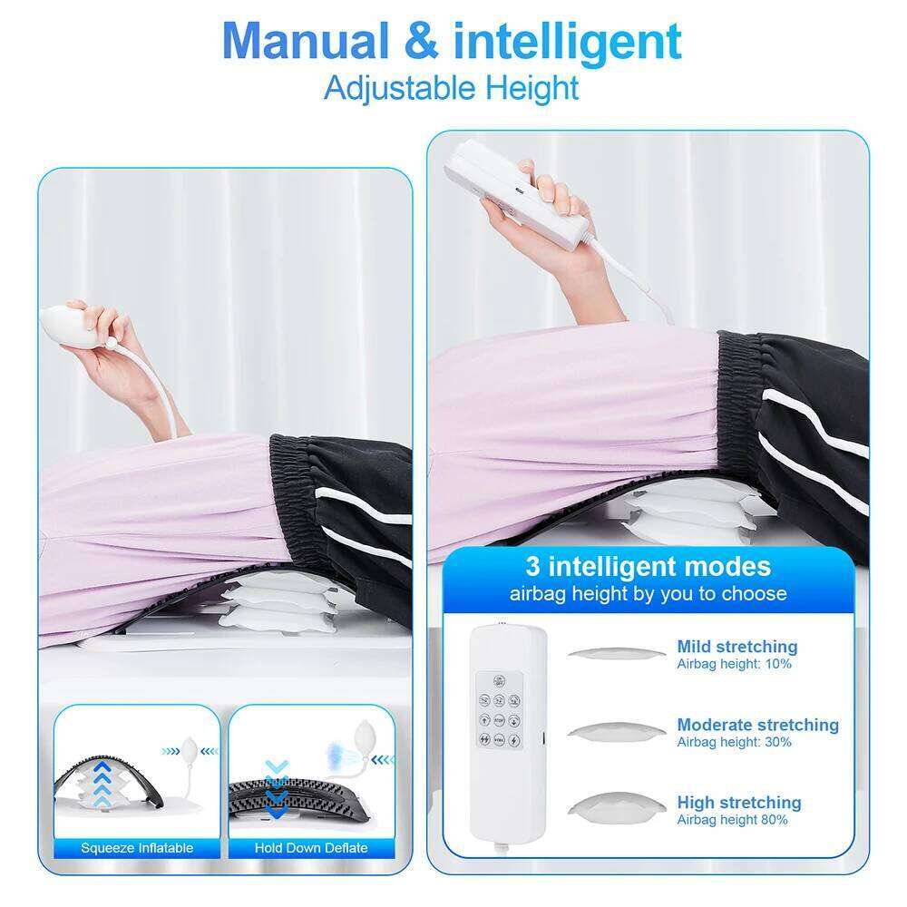 2-In-1 Electric+Manual Stretcher Adjustable Height Airbag Waist Back Stretching Massager Lumbar Support Traction Maseador