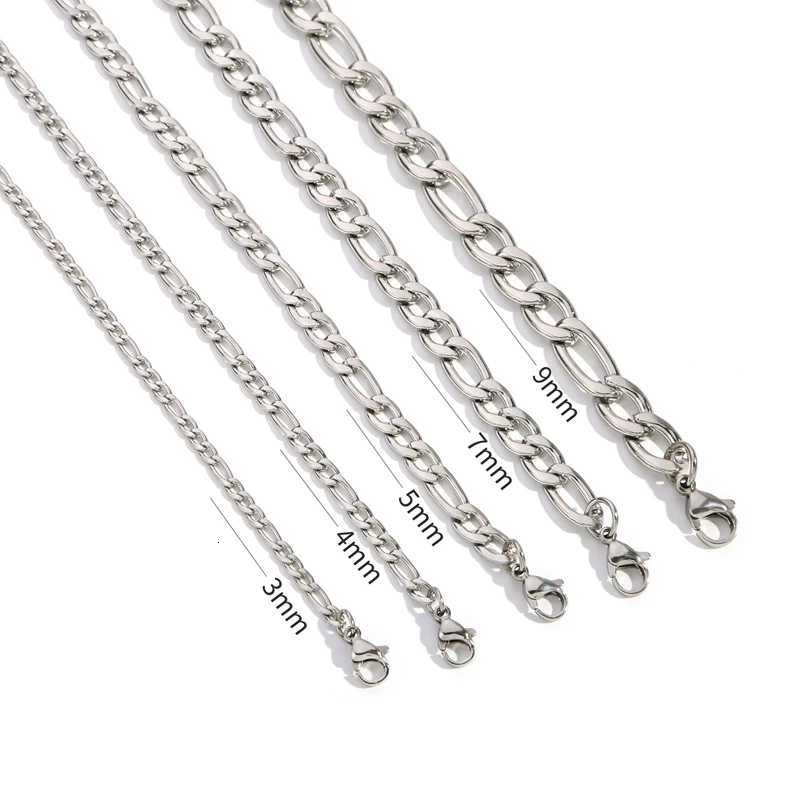 New Trendy Cuban Chain Men Necklace Classic Stainless Steel 3/5/7/9mm Width Chain Bracelet For Men Women Jewelry Gift XJ250708