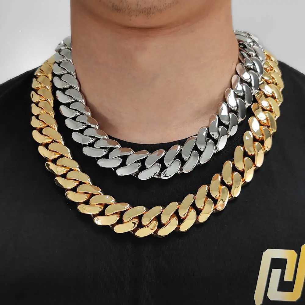 22mm Wide Hip Hop Copper Bling Silver/Gold Plated Cuban Link Chain Round Heavy Miami Chunky Necklaces for Men Jewelry W250728