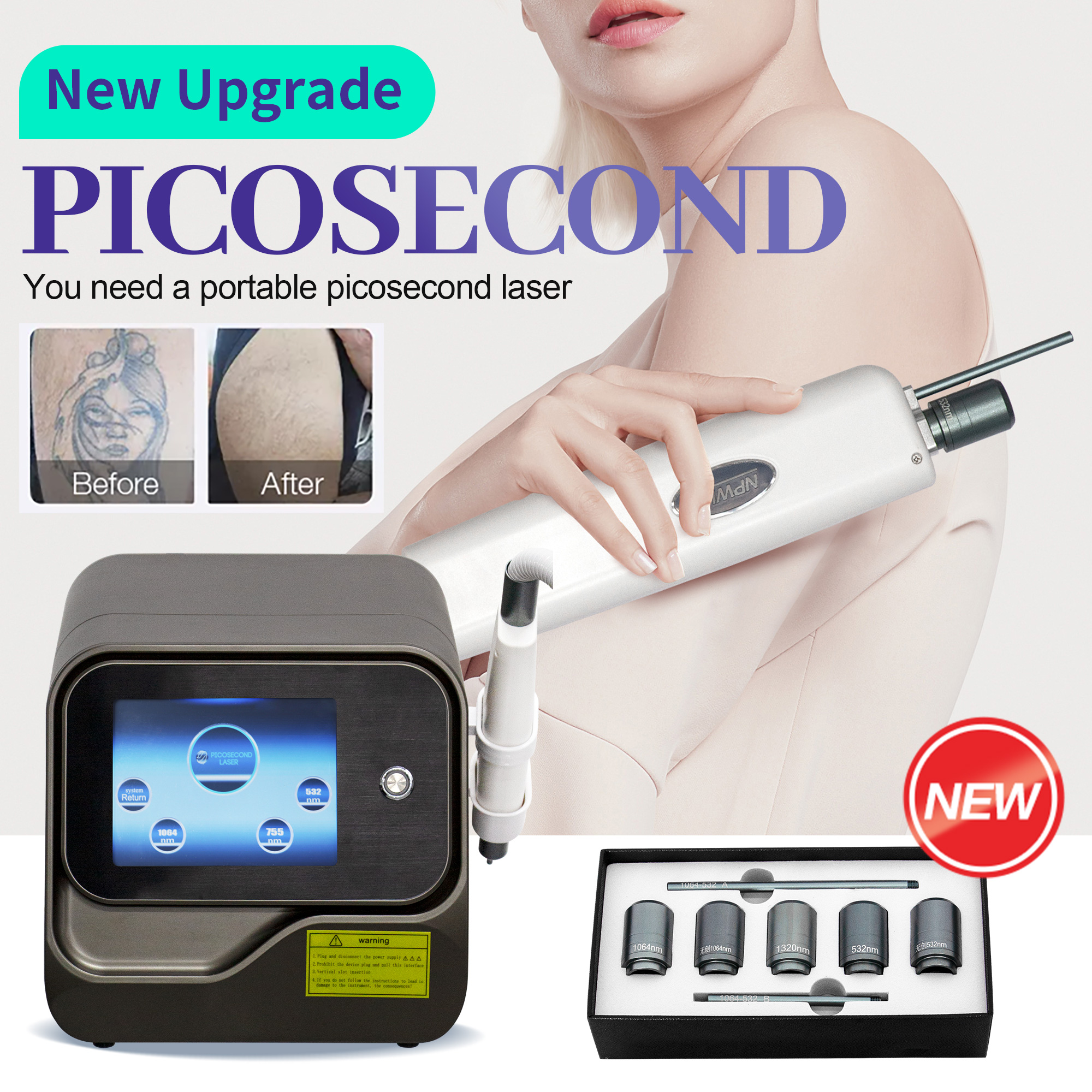 Advanced Picosecond Laser Equipment For Tattoo Pigmentation Mole Freckle Removal And Skin Whitening With Multiple Wavelength Options