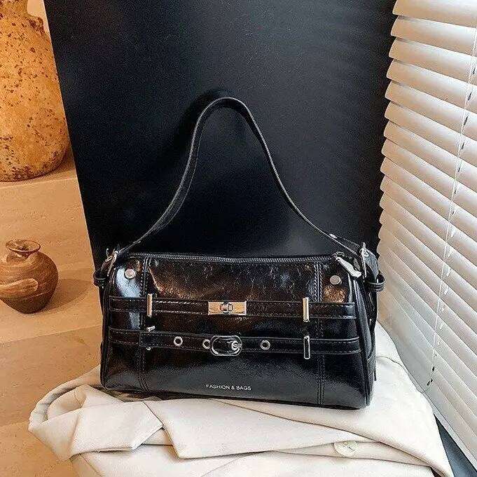 Trendy Leather Shoulder Women Adjustable Strap Large Capacity Commuter Underarm Bag for Daily Travel Casual Purse bag